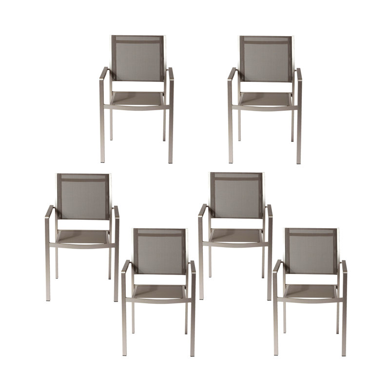Chaises de salle à manger d'extérieur en aluminium avec filet à séchage rapide Pangea Home Aynura, Gris