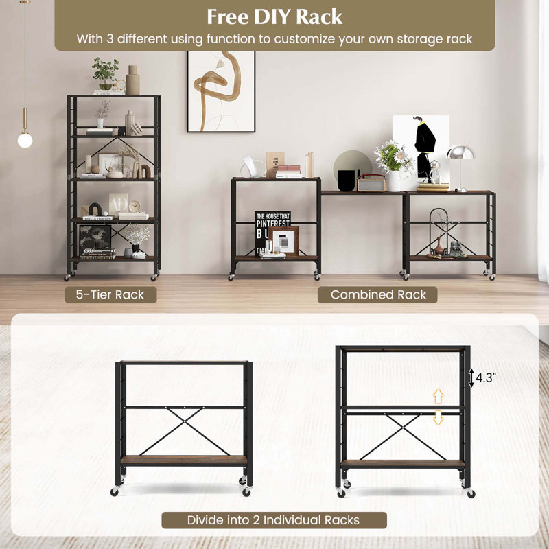 Beljot 30'' W Metal Shelving Unit with Wheels