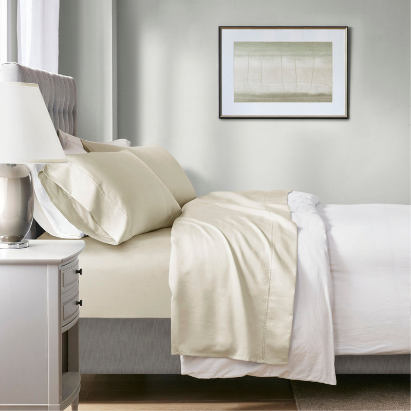 Ensemble de draps 4 pièces HeiQ, Courtepointe double et 3 pièces supplémentaires, Ivory