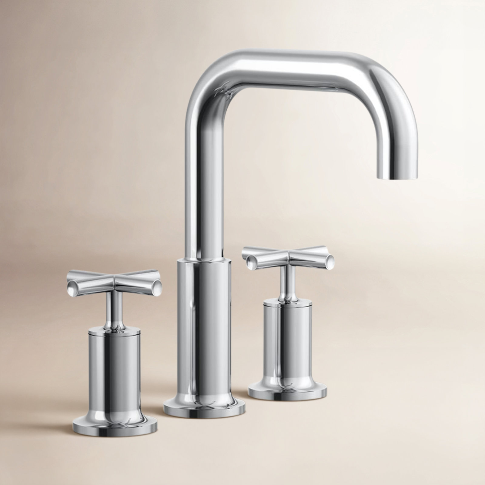 Purist Deck Bath Faucet Trim with Cross Handles, Polished Chrome