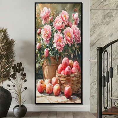 "Pe pivoines parmi les fruits de la récolte", reproduction sur toile encadrée