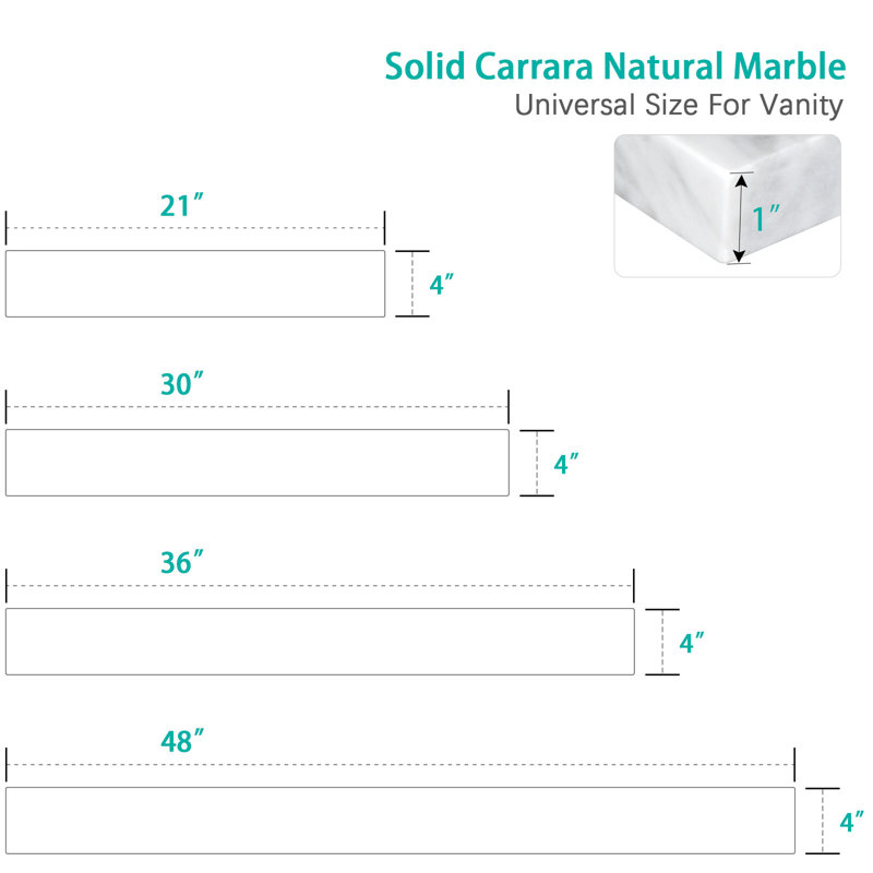 Dosseret de meuble-lavabo en marbre naturel de 30 pouces Carrara