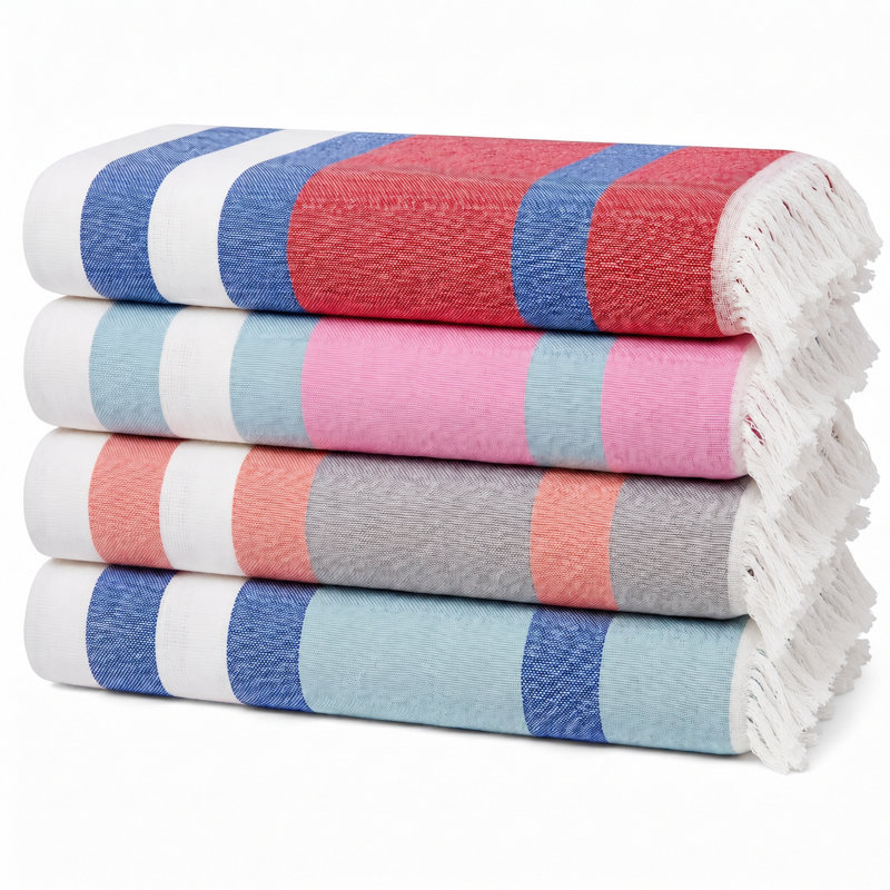 Villalobos Fouta Sand Free Cotton Turkish Beach Towels with Fringe 40"x70"
