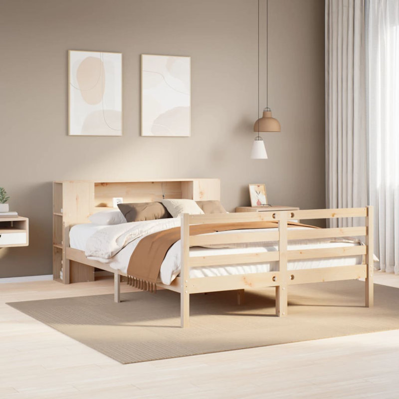 Meansville Solid Wood Bed, Natural, 135 x 190cm