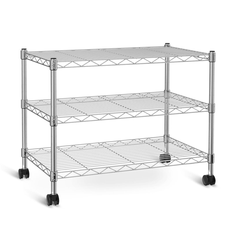 Simple Deluxe 3-Shelf Heavy Duty Storage Shelving Unit, With Height Adjustable Shelves And Levelling Feet, 340 Kg Max Weight, 44H Cm, Chrome