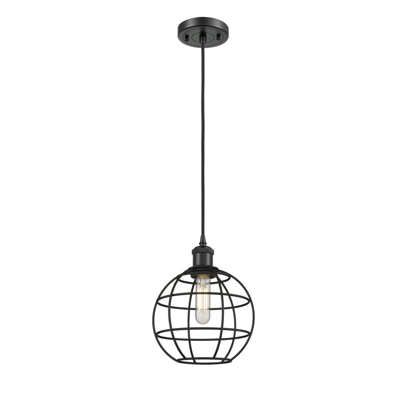 1 - Light Single Pendant, 10.63" H x 8" W x 8" D, Matte Black
