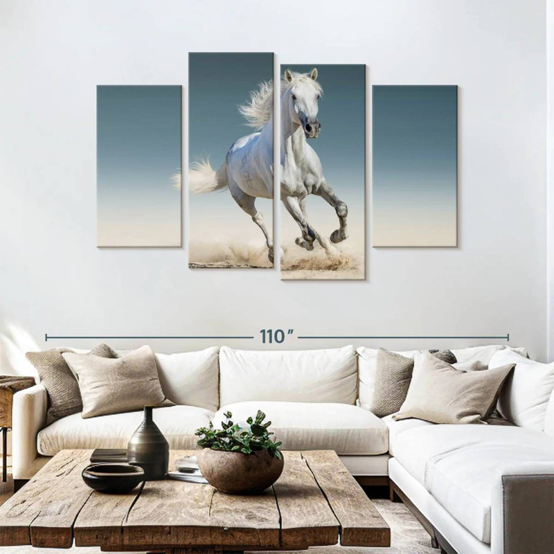 Brampt Running White Horse, 54'' H x 84'' W