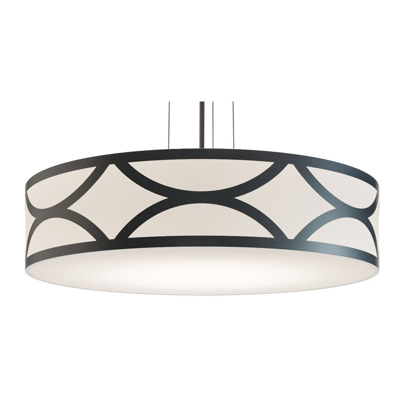 Luminaire suspendu tambour 1 lumière Bernville, H 7 po x l 30 po x P 30 po, Noir