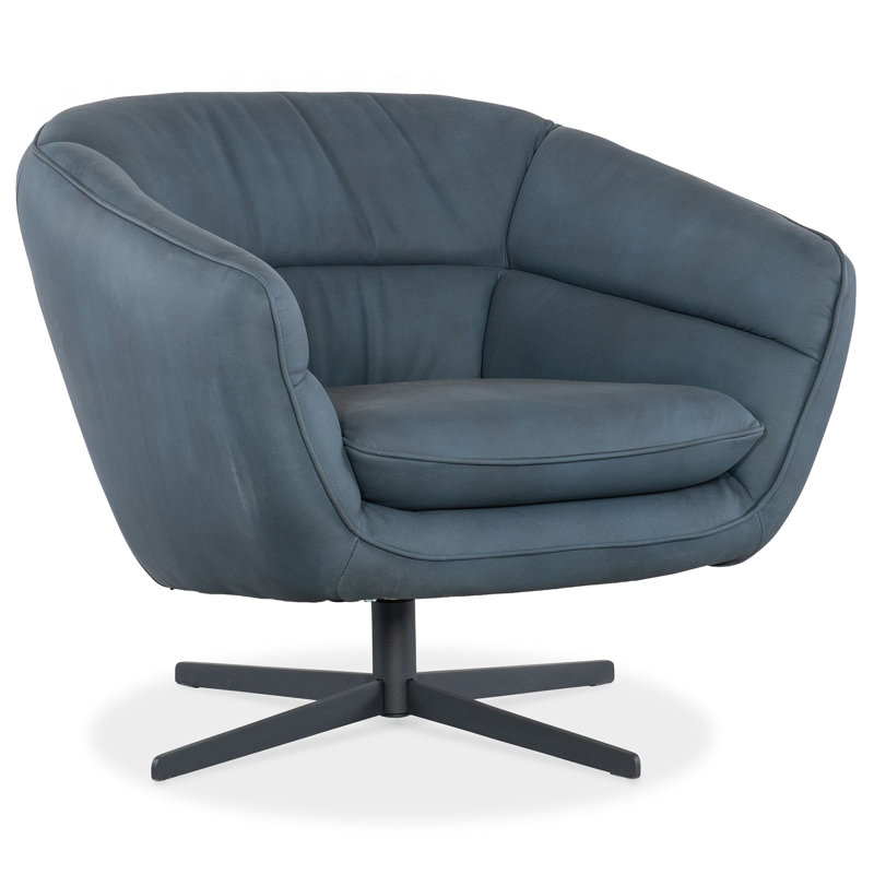 Fauteuil pivotant CC, Cuir véritable bleu