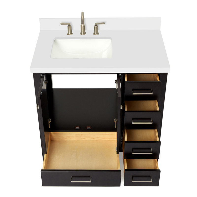 Ensemble de meuble-lavabo simple 37 po Cambridge, Espresso, Rectangular