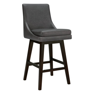 Tabouret de bar et de comptoir pivotant en cuir véritable Zahara Neri