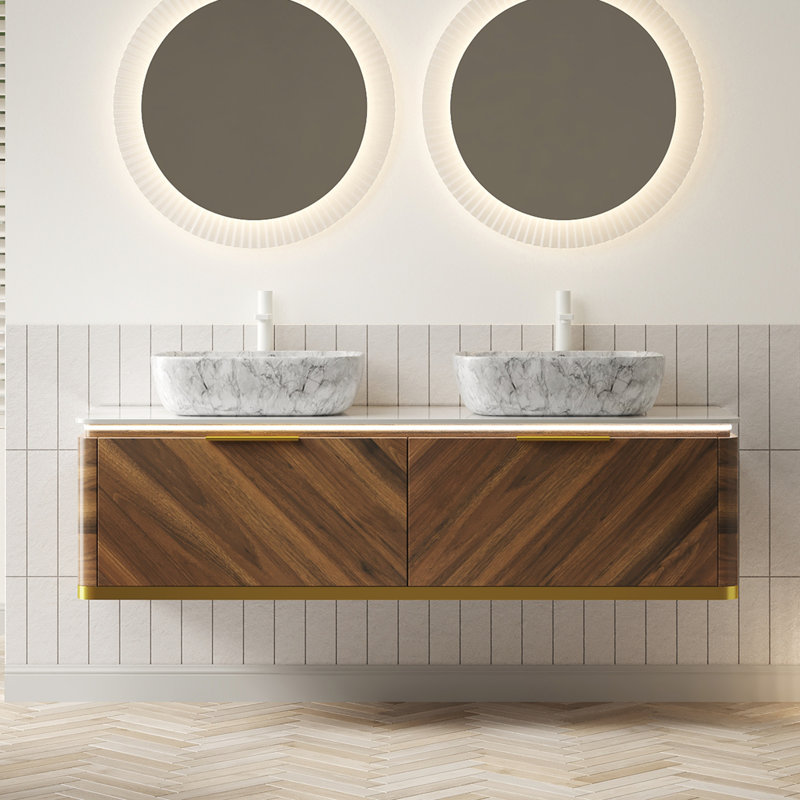 Meuble-lavabo de salle de bain, Noyer foncé