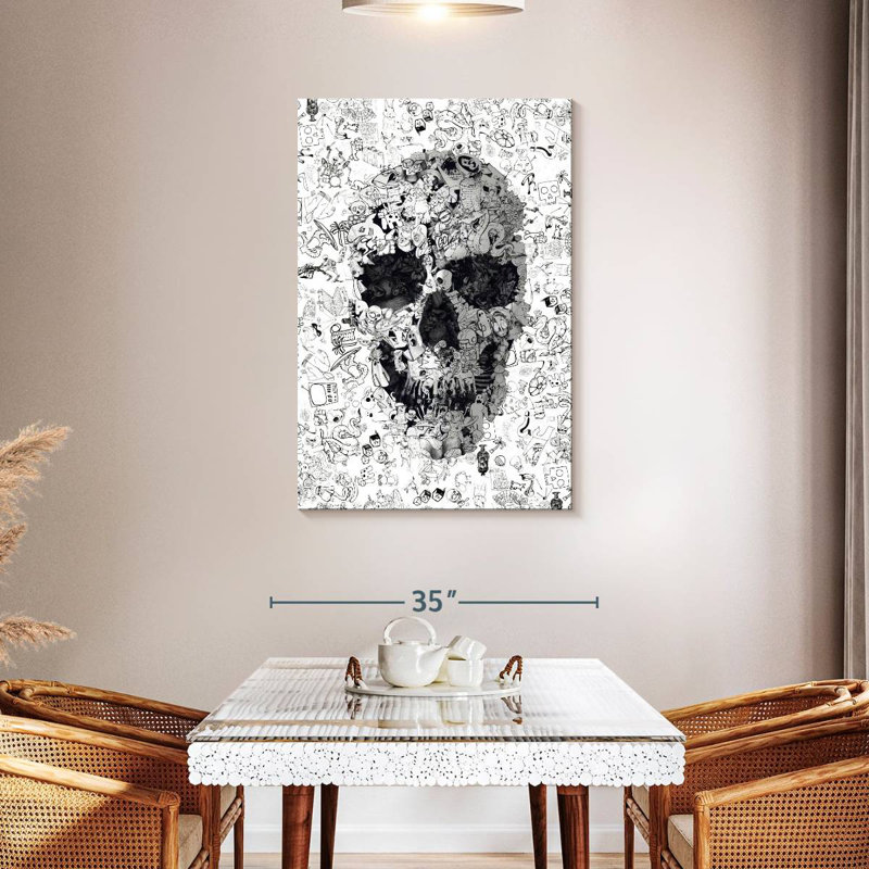 Kerner Doodle Skull, 45" H x 30" W