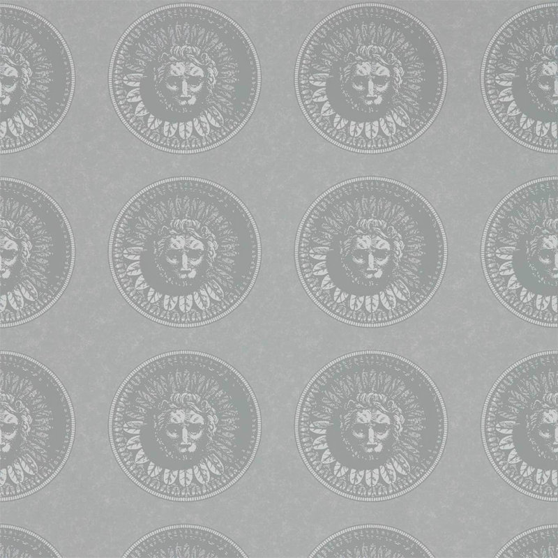 Medallion Wallpaper, Silver/Perfect White