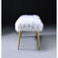 Banc rembourré en fausse fourrure blanche