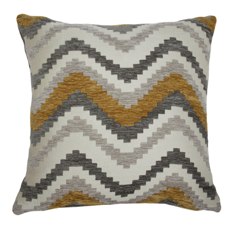 Lori Chevron Square Cushion, Ochre Yellow/Grey, 60 x 60cm