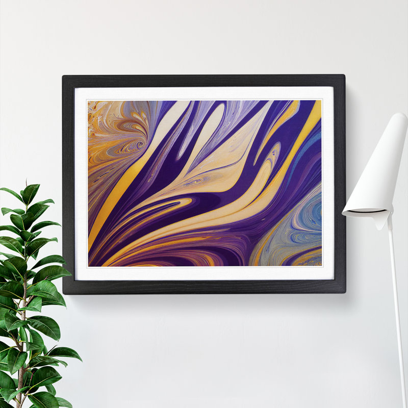 XH1022-6124X Modern Marbling Art Vol.2 - Single Picture Frame Print, Black, 46cm H x 64cm W x 2cm D