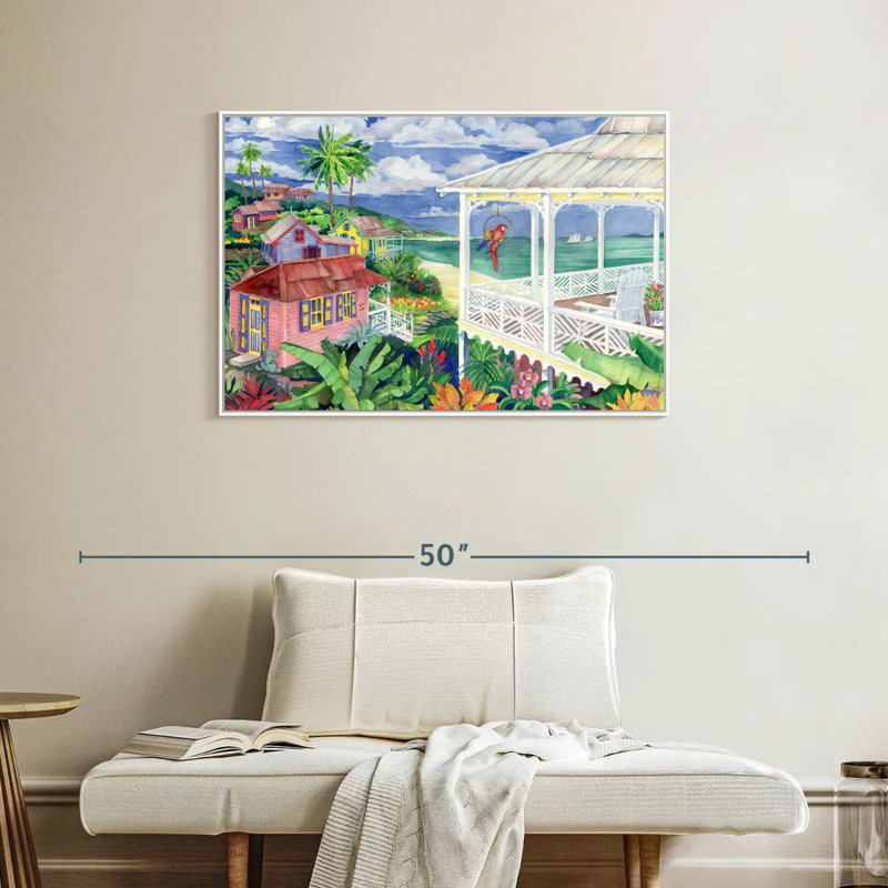 Baie Caribe, Cadre flottant blanc, 37 po x 25 po