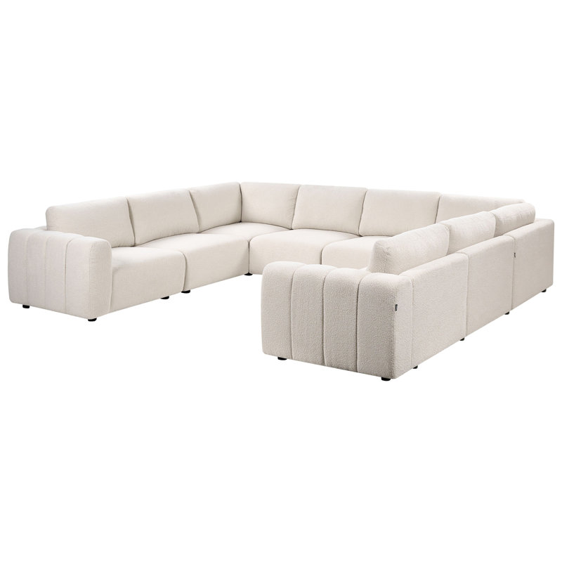 Beyza 8 Seater Corner Sofa, Off White Boucle
