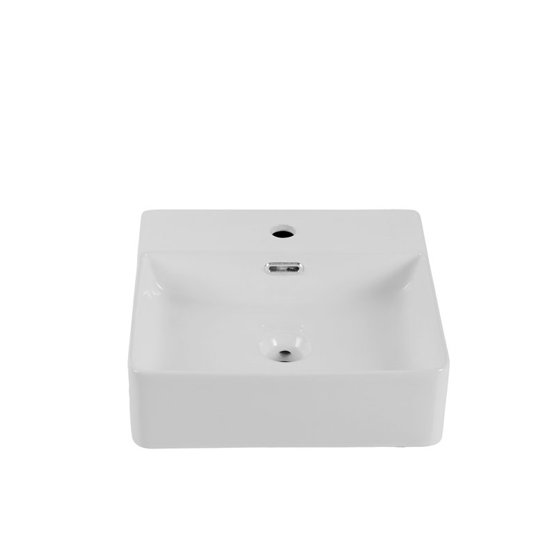 Lavabo de comptoir en céramique pour salle de bain - Lavabo carré à finition blanche très durable