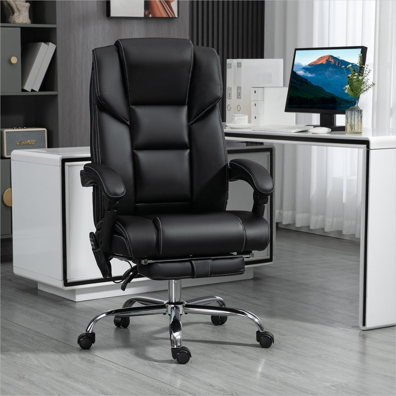 Chaises de bureau réglables noires de 26,4 po x 25,6 po x 48,4 po avec siège pivotant et inclinable