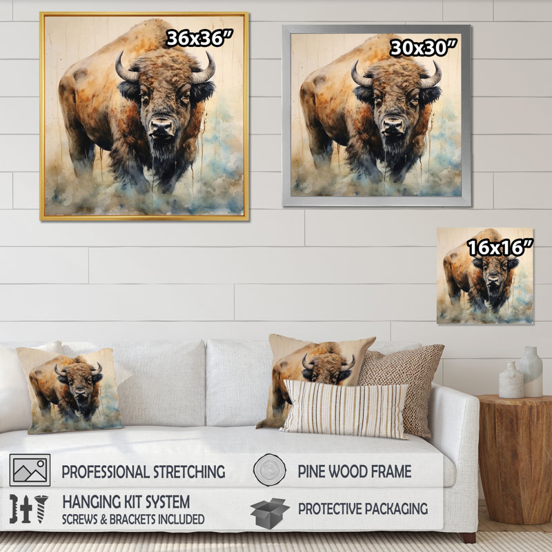 Buffalo Majesty - Buffalo / Bison, impressions encadrées, H 24 po x l 24 po, Sans cadre, Wrapped Canvas