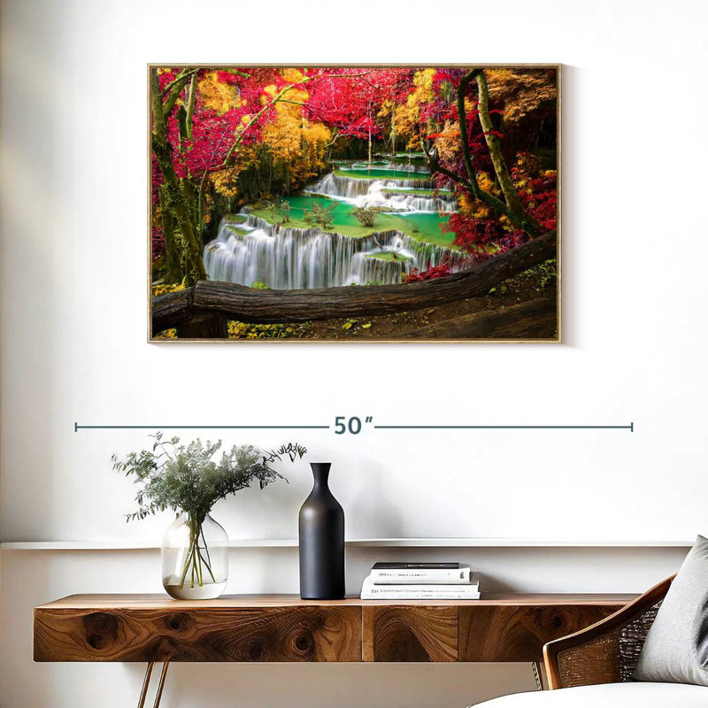Cascade Huai Mae Khamin, Cadre flottant en bois naturel, 37 po x 25 po