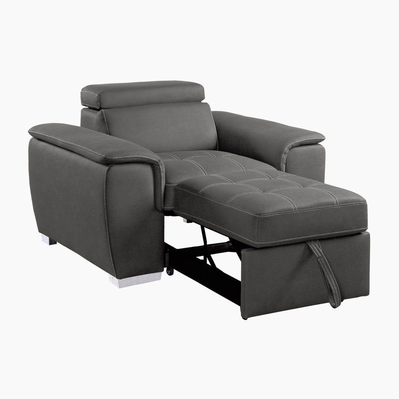 Fauteuil d'appoint moderne et contemporain en microfibre Caisse avec repose-tête réglable et support de ressorts ensachés 45 po Caisse