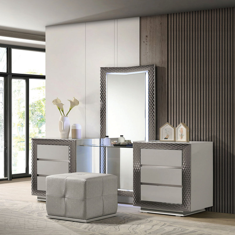 Ensemble de meuble-lavabo 1 pièce avec base de tabouret Glam Style