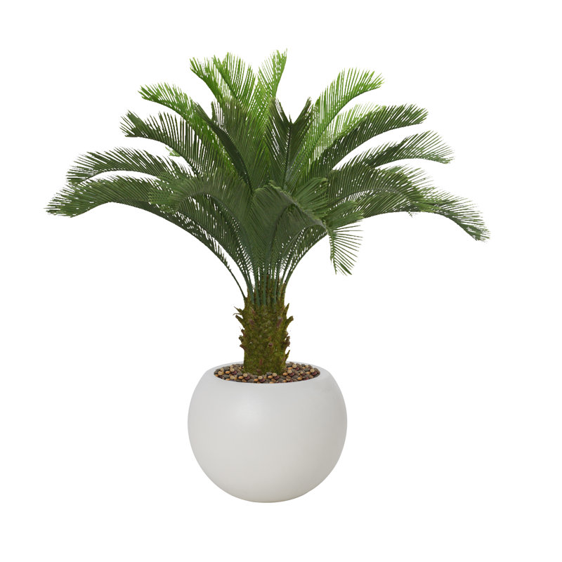 Palmier artificiel 55,75 po dans un pot à fleurs blanc