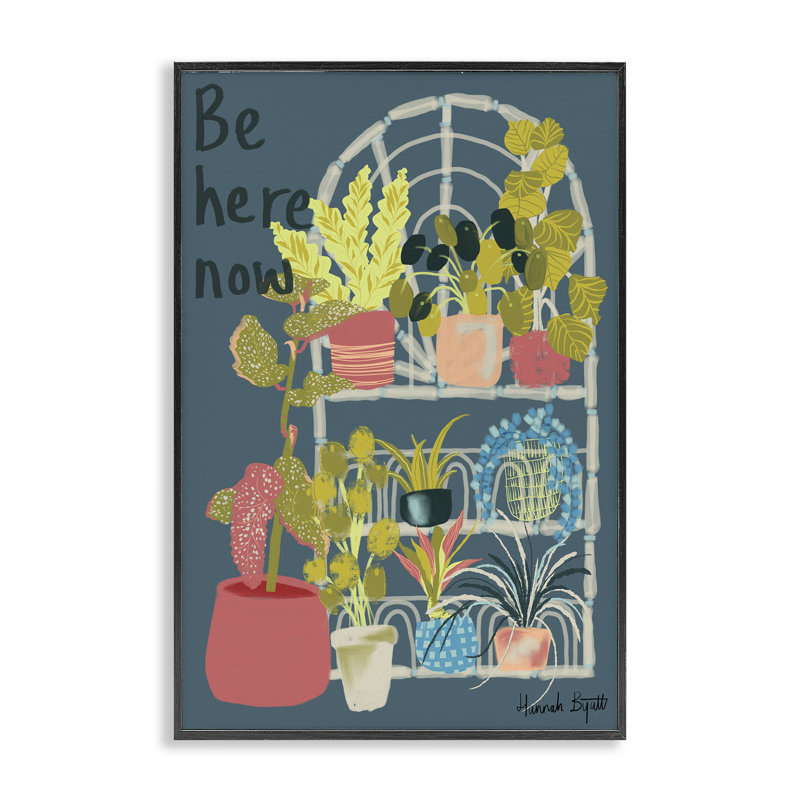 «Be Here Now Plant», art de la giclée encadrée par Hannah Byatt, H 18 po x l 12 po, Giclée encadrée noir minuit