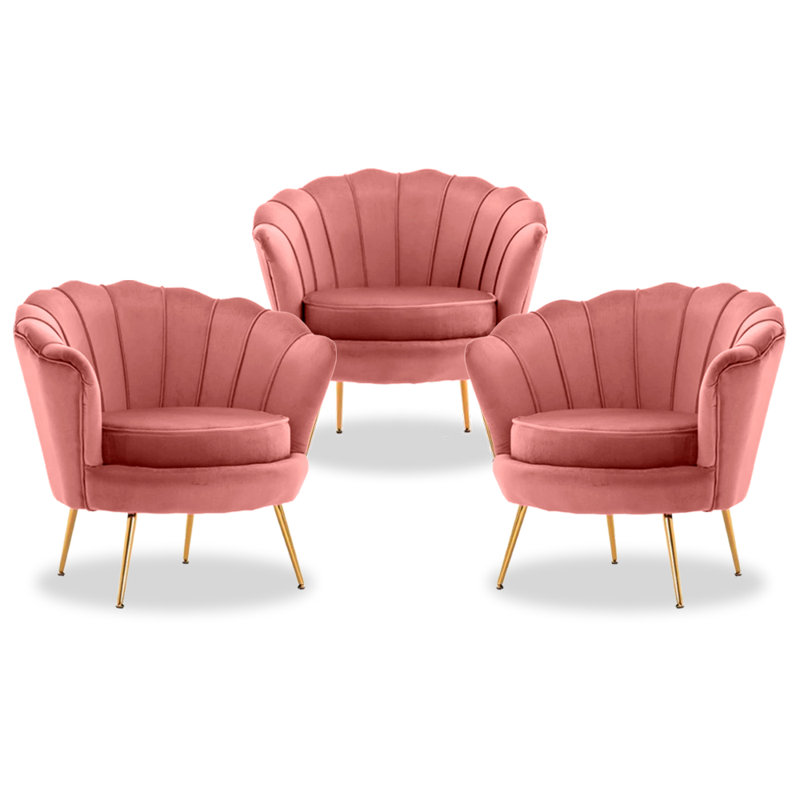 Avalynn 32.5'' Wide Velvet Lounge Chair, Pink Velvet