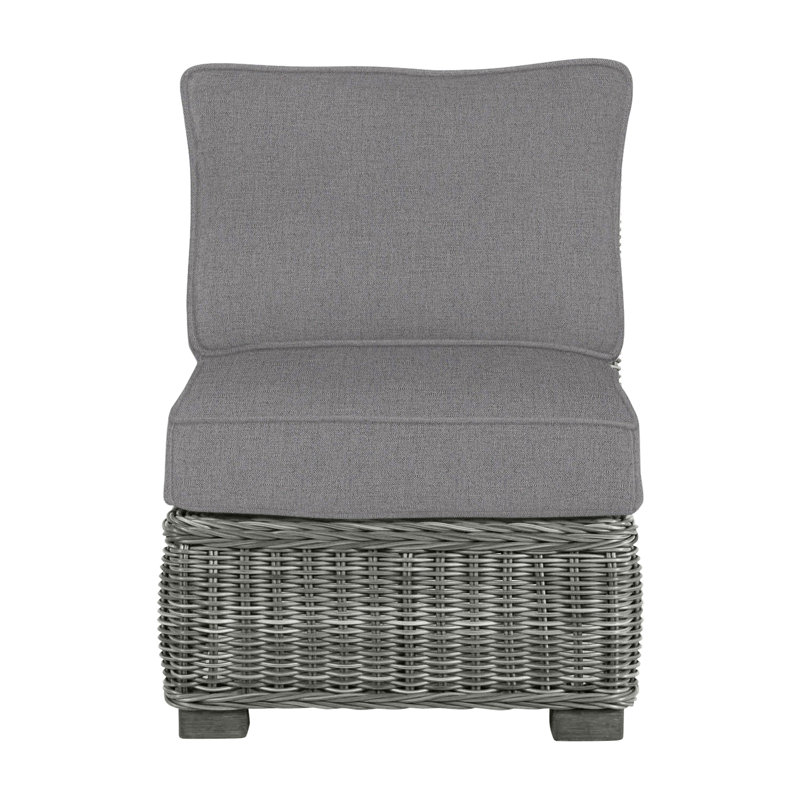 Rustic Woven Sectional Slipper Chair, Slate Gray, Welt, Verona Mist