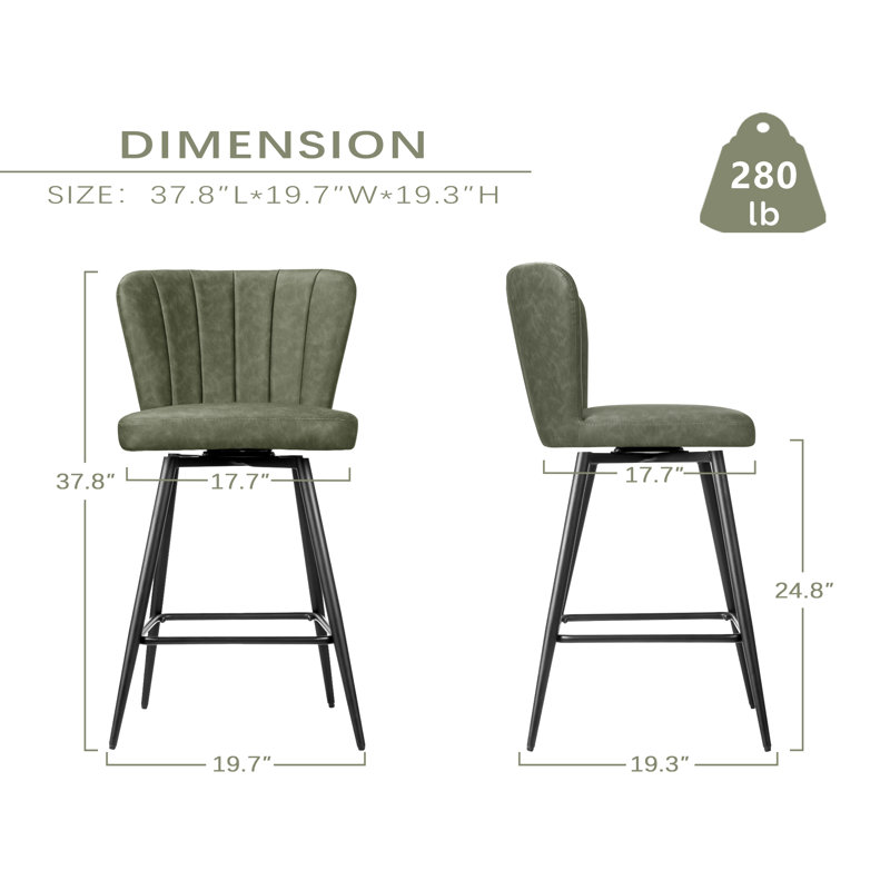 Tabouret de bar 24,8 po, Vert