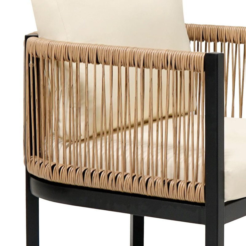 Ensemble de conversation d'extérieur 4 personnes avec coussins, Beige