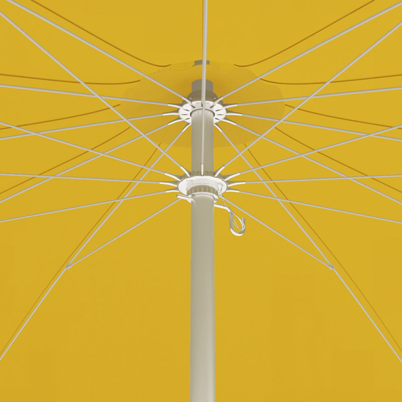 Parasol de marché en forme de pagode anodisé argent 8,5 pieds, Toile Sunbrella® jaune tournesol