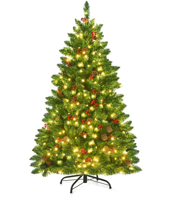 Lighted Artificial Christmas Tree, 135cm H x 82.5cm W x 82.5cm D