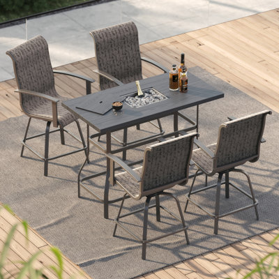 4 Person Swiveling Dining Set With Bar Table