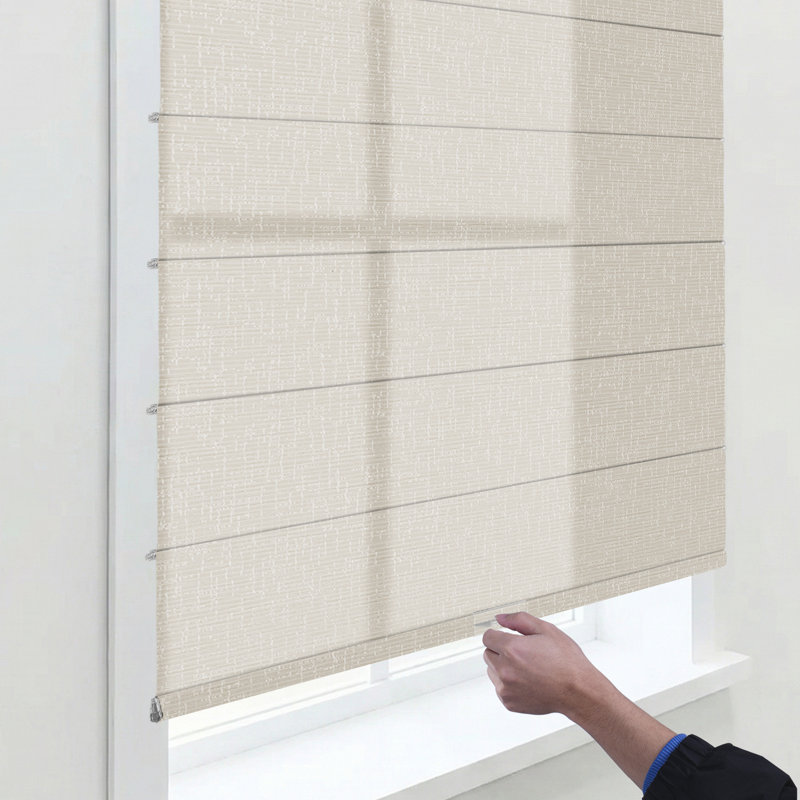Rideaux romains semi-transparents sans outils facile à installer, Semi-transparent beige, L 52 po x L 56 po