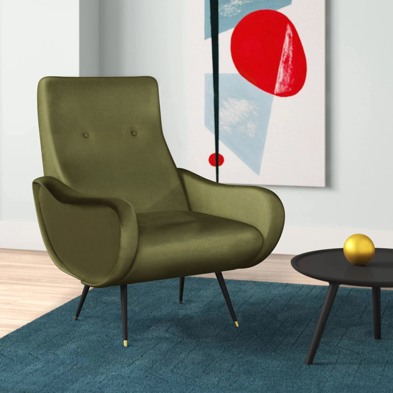 Dakota Velvet Retro Mid Century Accent Chair, Hunter Green