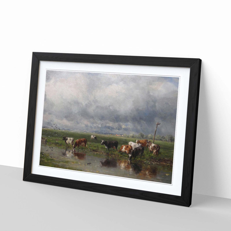 Cows by Willem Roelofs - Framed Print, Black