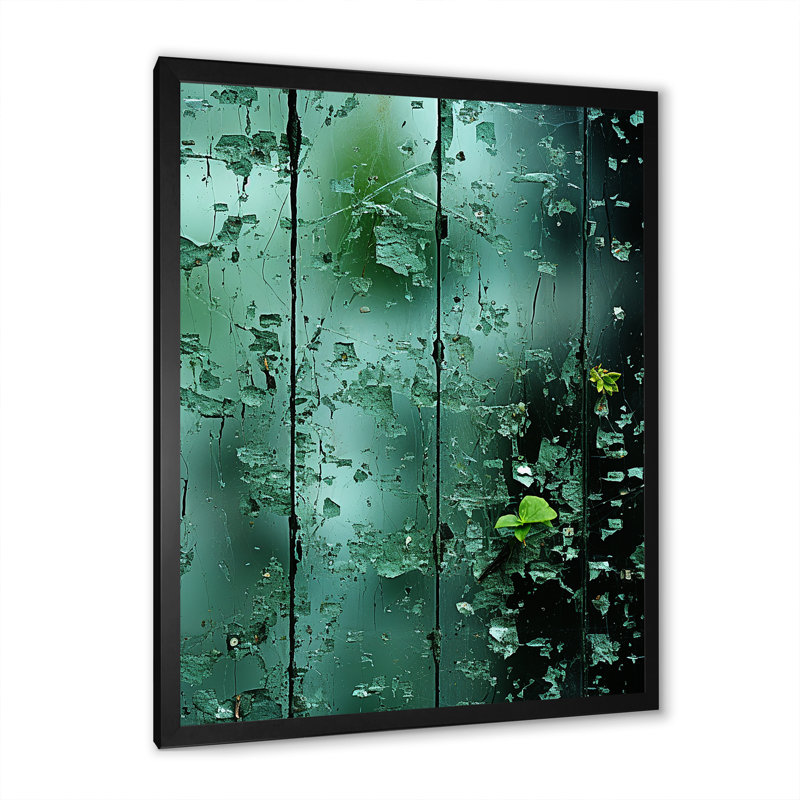 «Abstract Jungle Gardens Window View - Jungle», art mural, Cadre photo noir simple, H 40 po x l 30 po x P 1,5 po