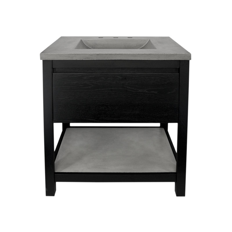 Solace 30.5" Single Bathroom Vanity Set, Midnight Oak, Ash, Ash