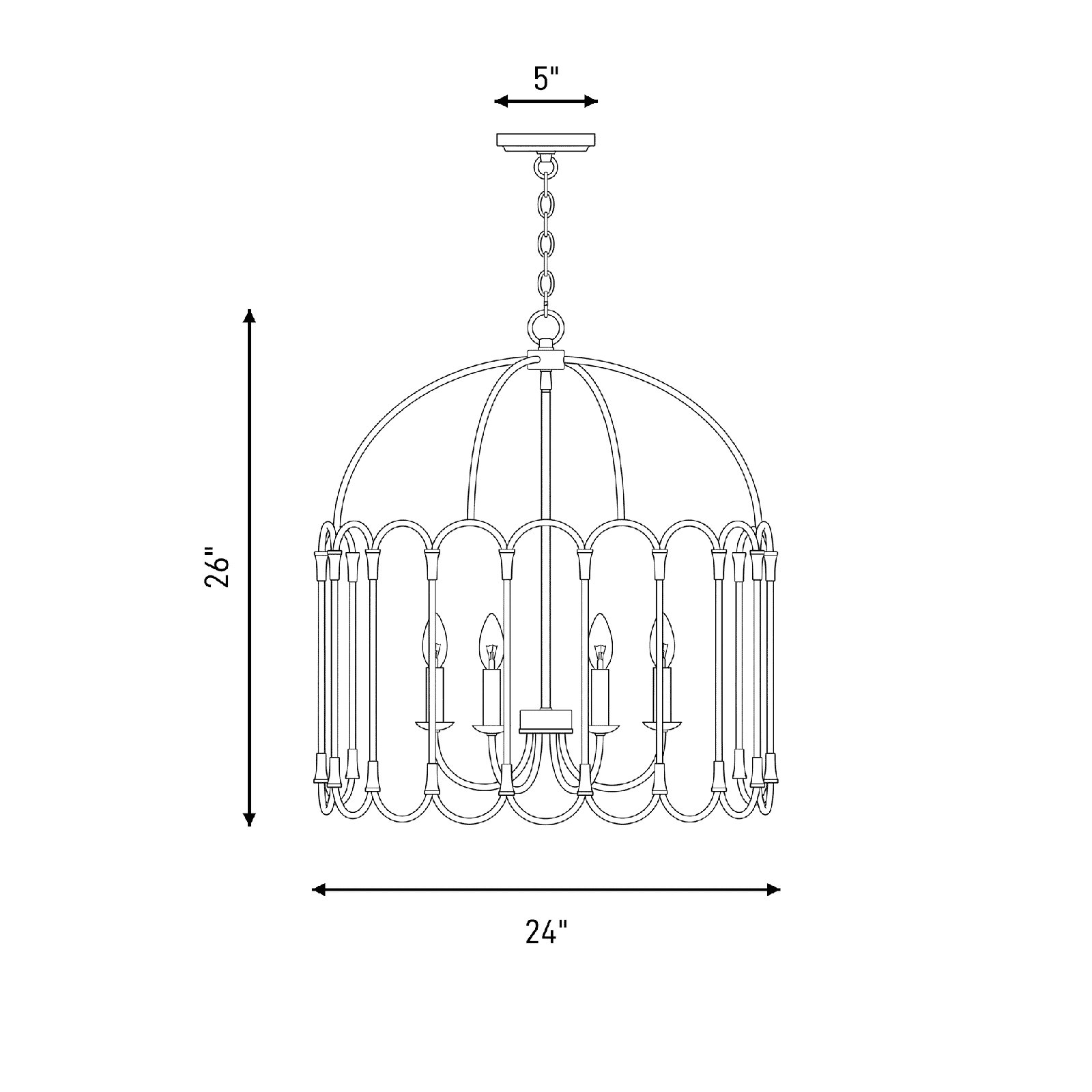 Charla 4-Light Chandelier, Matte Black