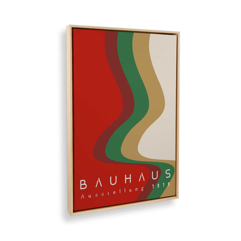 «Bauhaus Retro Waves I», reproduction sur toile, Cadre flottant brun, H 36,75 po x l 24,75 po