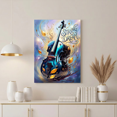 String Dream Violin Fantasy Art Canvas Wrapped Wall Art Oil Painting Print Set Of 1