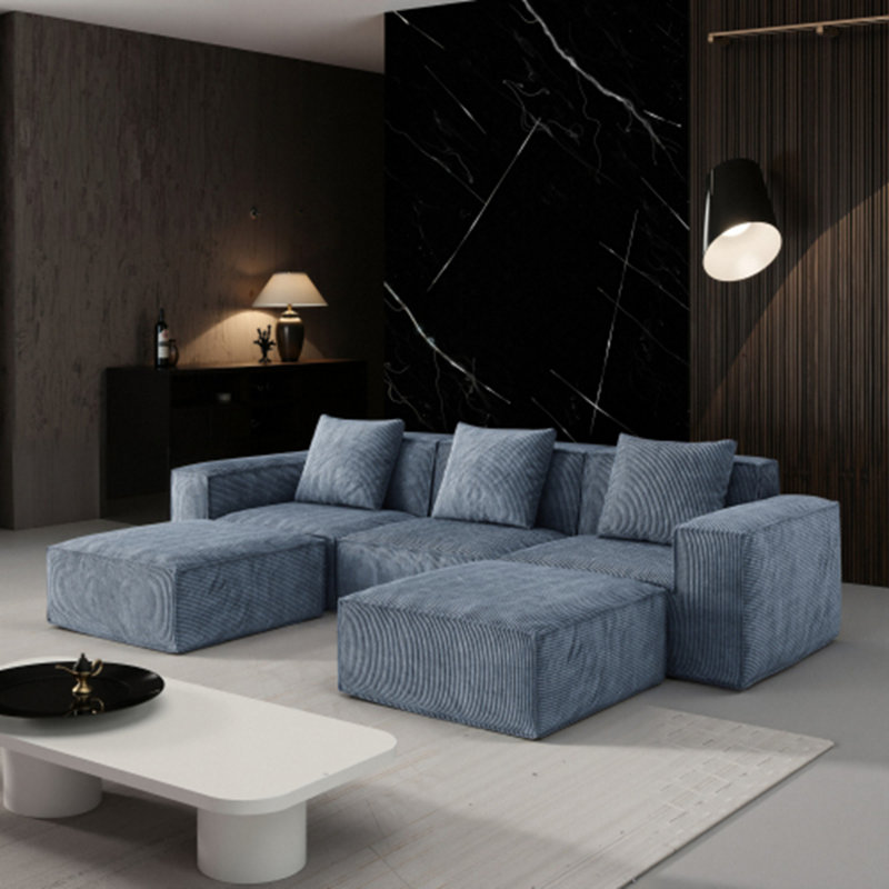 Modular Sofa Can Be Converted Into An Oversized Sofaootrest, Grey Corduroy
