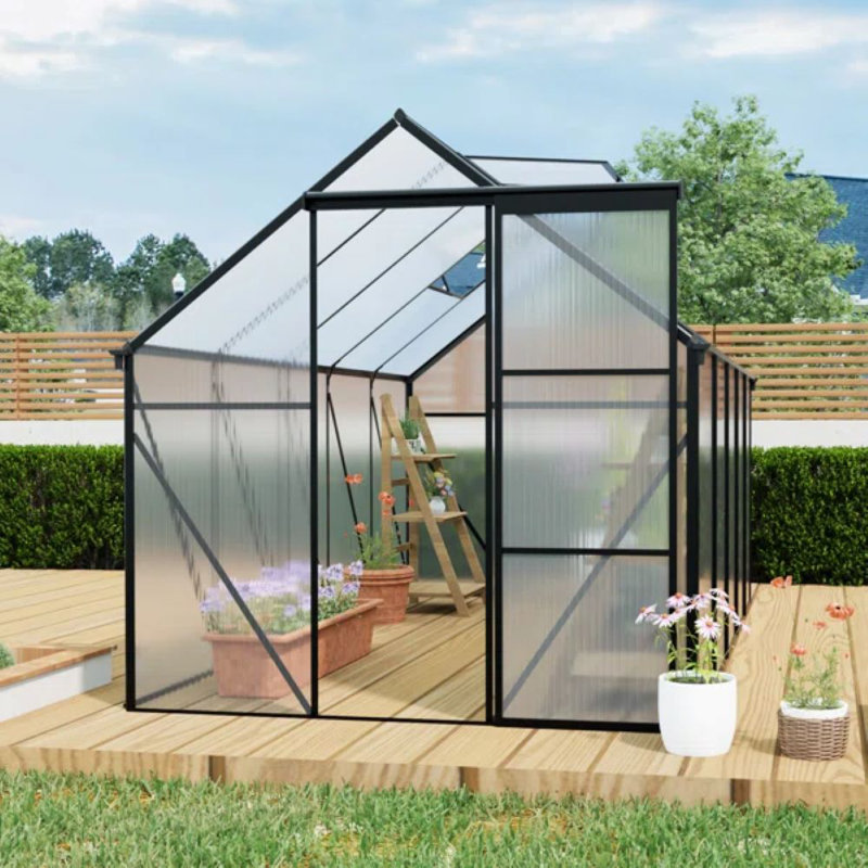 6x10 Polycarbonate Greenhouse For Outdoor Backyard Black