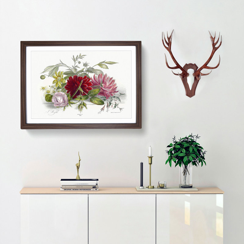Still Life of Flowers - Picture Frame Art Print, Walnut Framed, 48cm H x 65cm W x 2cm D