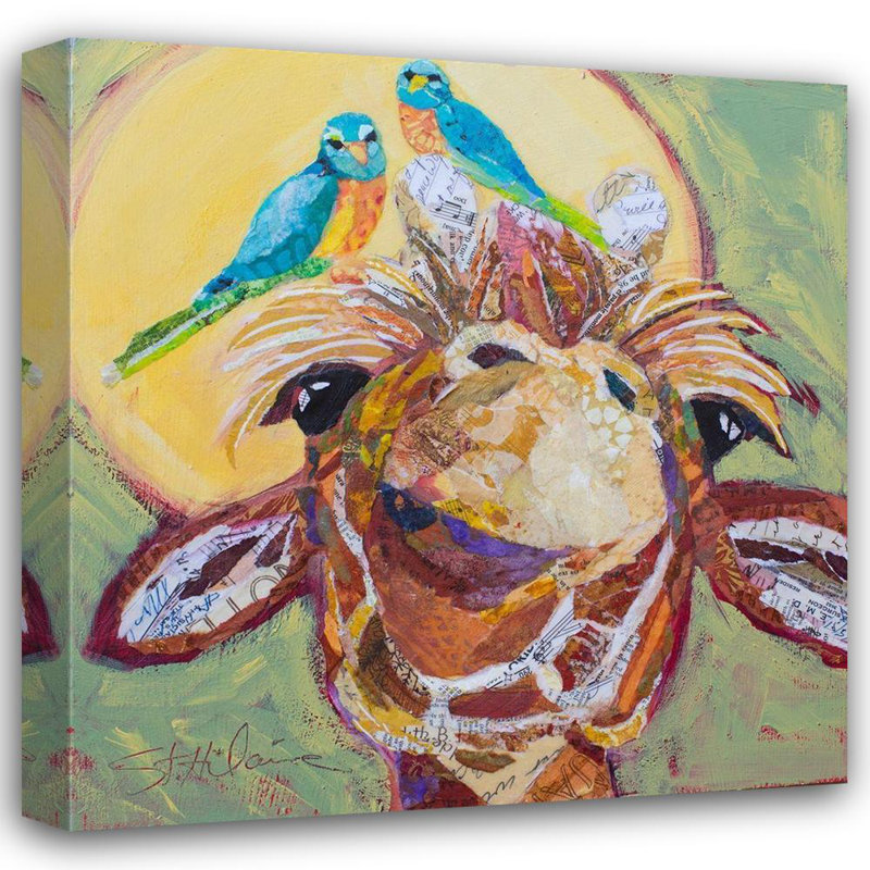 «Bungalow Rose St Hilaire, Elizabeth», art sur toile tendue avec châssis: Girafe et oiseaux 81246, H 15 po x l 15 po
